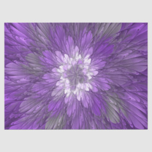 Psychedelic Purple Flower Abstract Fractal Art Tissue Paper