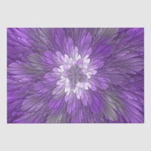 Psychedelic Purple Flower Abstract Fractal Art Tissue Paper