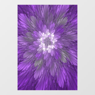 Psychedelic Purple Flower Abstract Fractal Art Window Cling