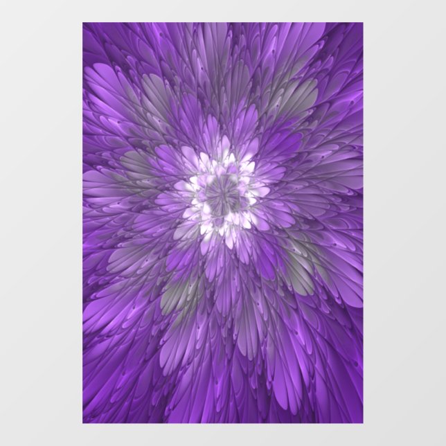 Psychedelic Purple Flower Abstract Fractal Art Window Cling (Sheet)