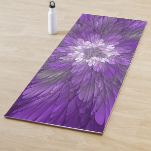 Psychedelic Purple Flower Abstract Fractal Art Yoga Mat