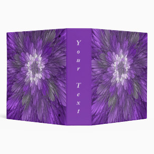 Psychedelic Purple Flower Abstract Fractal Text Binder