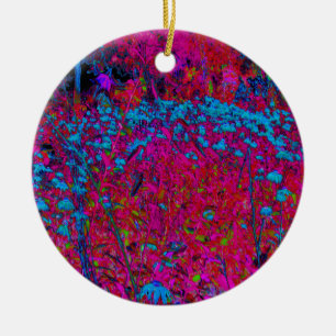 Psychedelic Purple Lily Flower Magenta Garden Ceramic Ornament