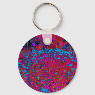 Psychedelic Purple Lily Flower Magenta Garden Keychain