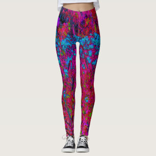 Psychedelic Purple Lily Flower Magenta Garden Leggings