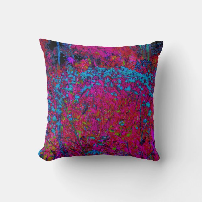Psychedelic Purple Lily Flower Magenta Garden Throw Pillow (Front)