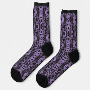 Psychedelic purple lines on black socks