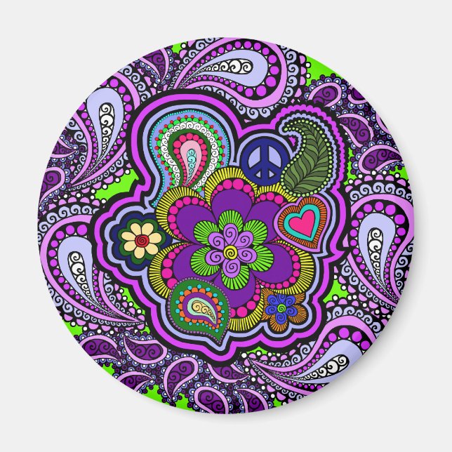 Psychedelic Purple Paisley Magnet (Front)