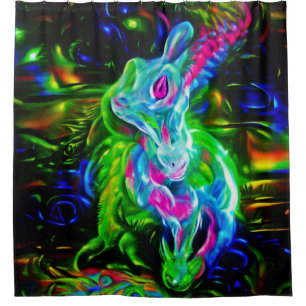 Psychedelic Rabbit Dragon in Neon Fantasy