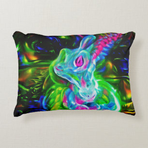 Psychedelic Rabbit Dragon in Neon Fantasy Accent Pillow