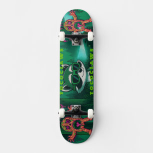 Psychedelic Raccoon & Monster Graphic with Skateboard
