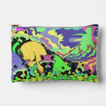 Psychedelic Raccoons Accessory Pouch Handbag