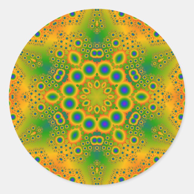 Psychedelic Radial Pattern: Classic Round Sticker (Front)
