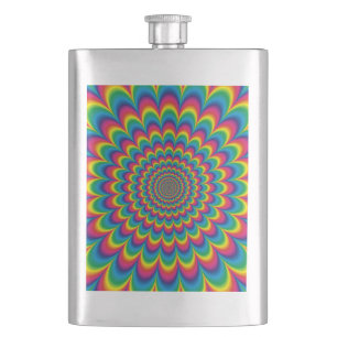 Psychedelic rainbow abstract design hip flask