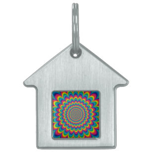 Psychedelic rainbow abstract design pet tag