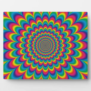 Psychedelic rainbow abstract design plaque
