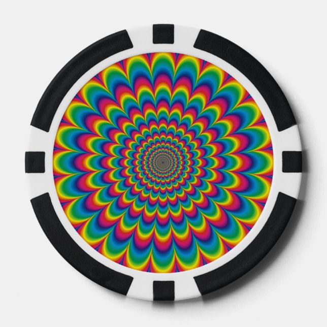 Psychedelic rainbow abstract design poker chips (Front)