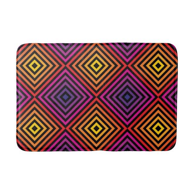 Psychedelic Rainbow Chevron Pattern Bath Mat (Front)