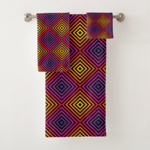 Psychedelic Rainbow Chevron Pattern Bath Towel Set