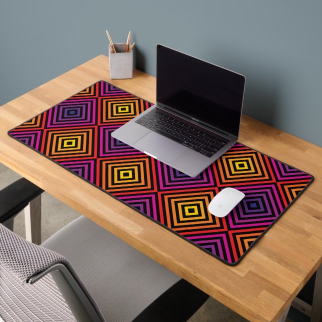 Psychedelic Rainbow Chevron Pattern Desk Mat (Office 2)