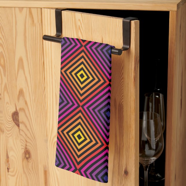 Psychedelic Rainbow Chevron Pattern Kitchen Towel (Thirds Fold)