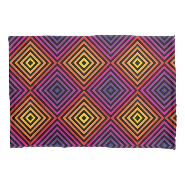Psychedelic Rainbow Chevron Pattern Pillowcase (Front-Left)