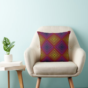 Psychedelic Rainbow Chevron Pattern Throw Pillow