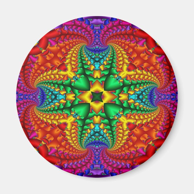 Psychedelic Rainbow Fractal Magnet (Front)