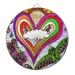 Psychedelic Rainbow Heart Art Print Dartboard