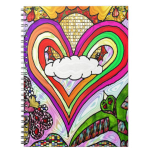 Psychedelic Rainbow Heart Art Print Notebook