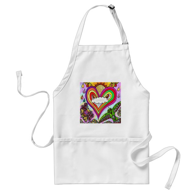 Psychedelic Rainbow Heart Art Print Standard Apron (Front)