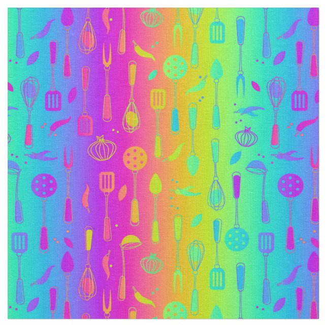 Psychedelic Rainbow Kitchen Stuff Fabric (Close Up)