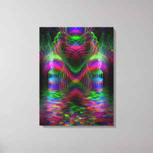 Psychedelic Rainbow Love Hearts  Wrapped Canvas