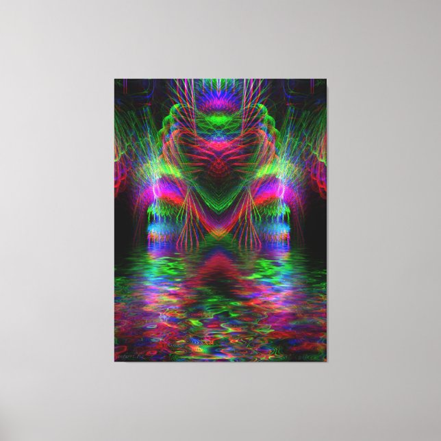 Psychedelic Rainbow Love Hearts  Wrapped Canvas (Front)