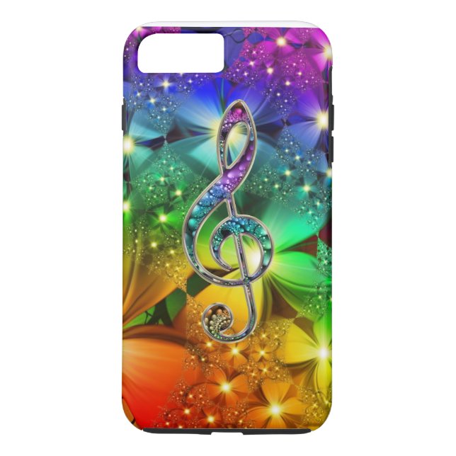 Psychedelic Rainbow Music Clef iPhone 7 Case (Back)