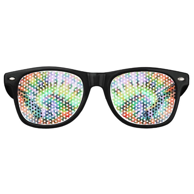psychedelic rainbow neon swirl fun! retro sunglasses (Front)