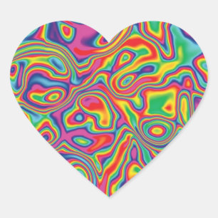 Psychedelic Rainbow Oil Pattern Heart Sticker