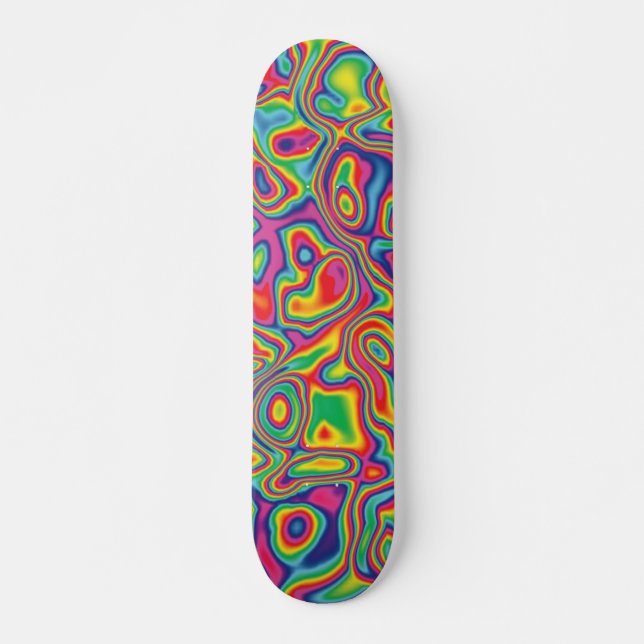 Psychedelic Rainbow Oil Pattern Skateboard (Front)