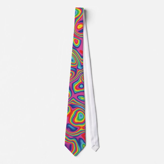 Psychedelic Rainbow Oil Pattern Tie (Front)
