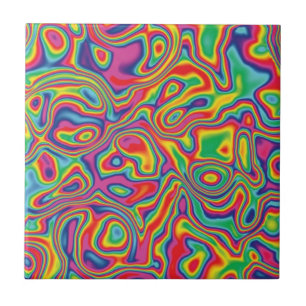 Psychedelic Rainbow Oil Pattern Tile