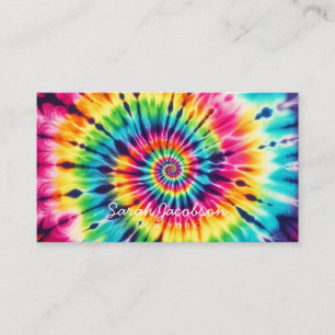 Psychedelic Rainbow Retro TIe-Dye Business Card
