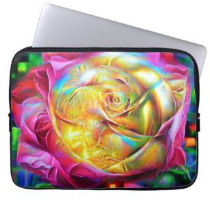 Psychedelic Rainbow Rose Laptop Sleeve