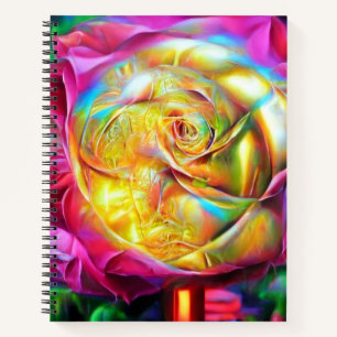 Psychedelic Rainbow Rose Notebook