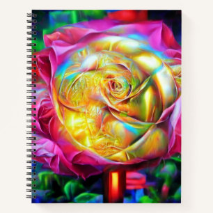 Psychedelic Rainbow Rose Notebook