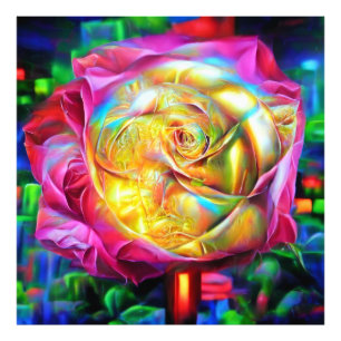 Psychedelic Rainbow Rose Photo Print