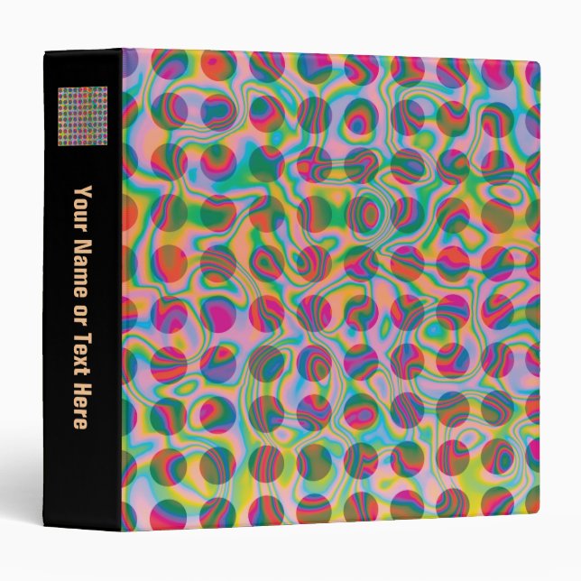 Psychedelic Rainbow Spots Pattern Binder (Front/Spine)