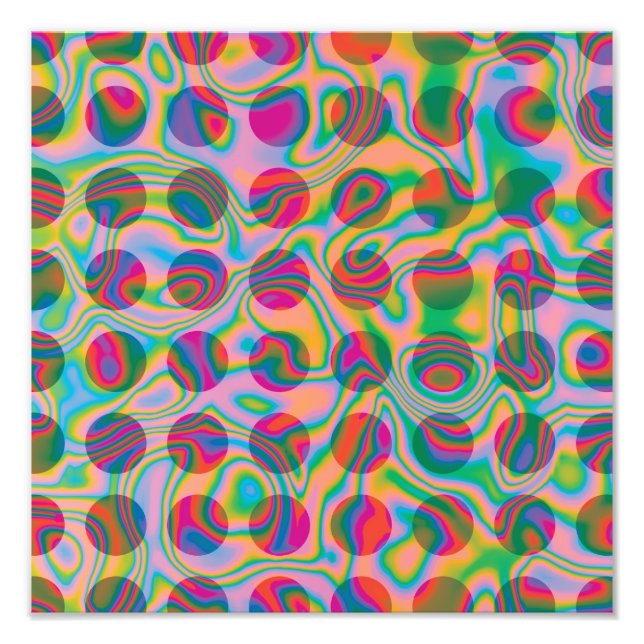 Psychedelic Rainbow Spots Pattern Photo Print (Front)
