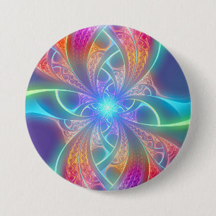 Psychedelic Rainbow Swirls Fractal Pattern 3 Inch Round Button