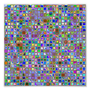 Psychedelic Rainbow Textured Mosaic Tiles Pattern Photo Print