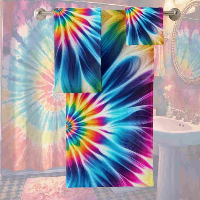 Psychedelic Rainbow Tie Dye Towel Set (Creator Uploaded)